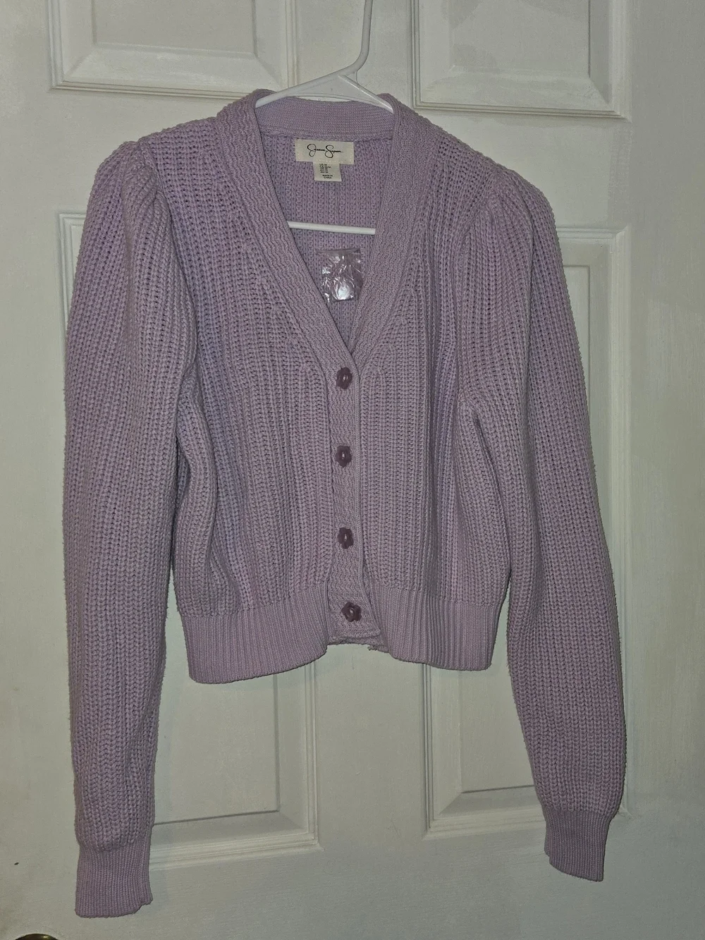 Jessica Simpson Lilac Chunky Knit Button-Up Cardigan SZ M